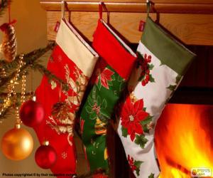 пазл Рождественские носков с отделкой и висящk